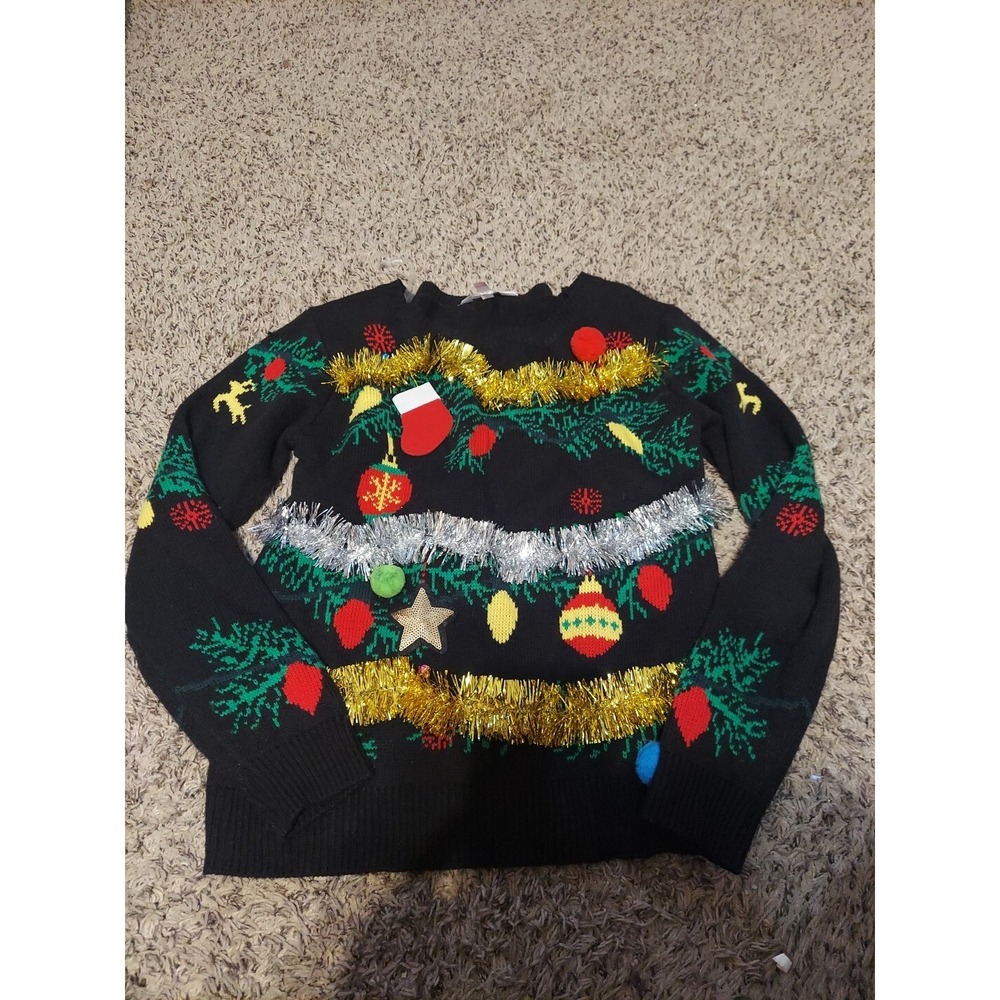 Ugly Christmas Sweater Garland Lights Jingle Bells Size 11-13 Christmas Party‎